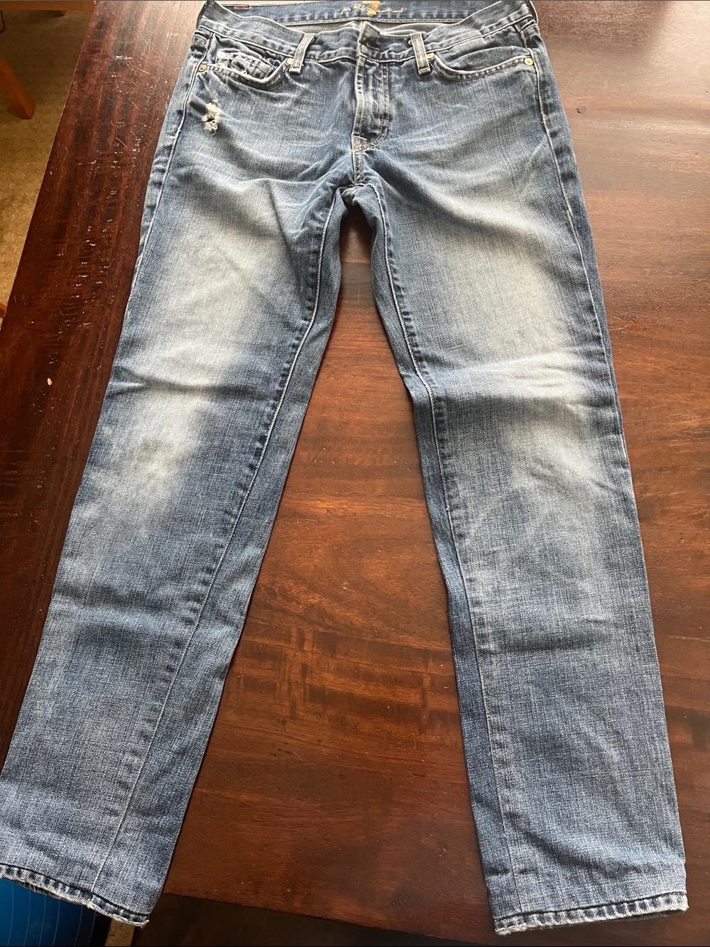 7 For All Mankind Women's Straight Leg Jeans in Light Blue Wash